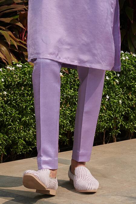 Jigar & Nikita_Purple Silk Cut Work, Sequins, Beads Zari Embroidered Kurta Set _Online_at_Aza_Fashions