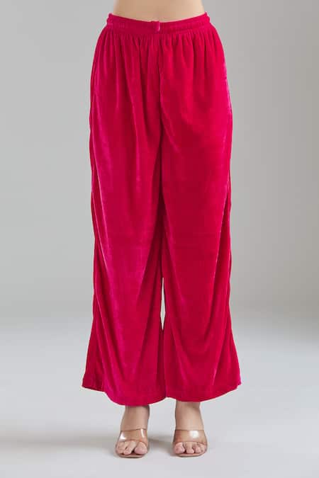 Buy_Naintara Bajaj_Pink Velvet Gota Patti, Embroidery Round Neck Floral Kurta Set 