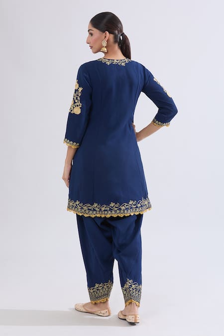 Samyukta Singhania Blue Dori Embroidered Kurta Salwar Set 