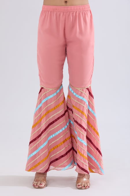 Samyukta Singhania Pink Georgette Mirrors, Embroidery Round Neck Mughal Floral Kurta Set Online at Aza Fashions Samyukta Singhania_Pink Georgette Mirrors, Embroidery Round Neck Mughal Floral Kurta Set _Online_at_Aza_Fashions