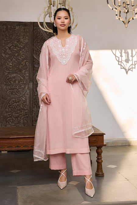 Meesa Floral Sequin Embroidered Kurta Set 