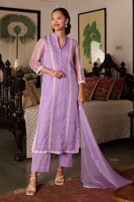 Meesa Embroidered Kurta Set with Dupatta 