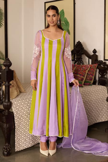 Meesa Floral Embroidered Anarkali Set 