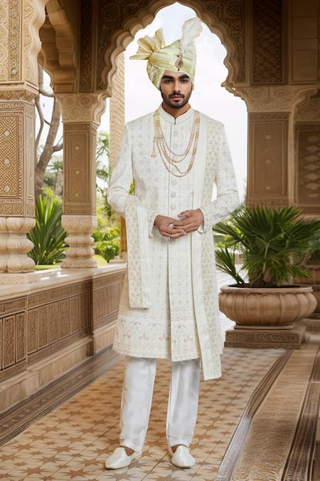 Aryavir Malhotra Sequin Embroidered Sherwani Set 