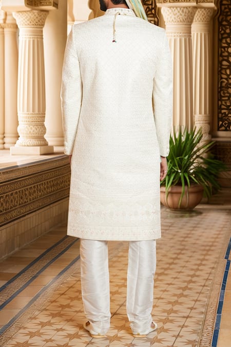 Arihant Rai Sinha Embroidered Cream Sherwani & Churidar Set 