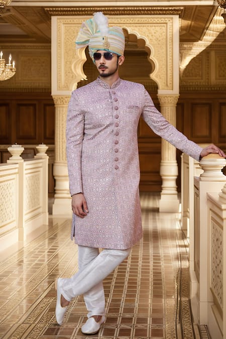 Arihant Rai Sinha Mughal Floral Embroidered Sherwani Set 