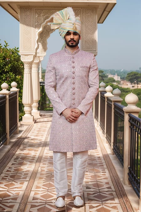 Aryavir Malhotra Thread Work Embroidered Sherwani Set 