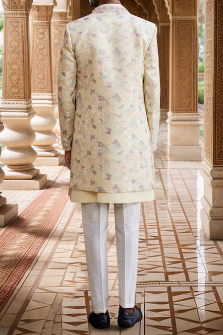 Arihant Rai Sinha Geometric Embroidered Jacket Sherwani Set 