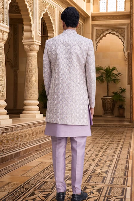Arihant Rai Sinha Zari Embroidered Jacket Sherwani Set 
