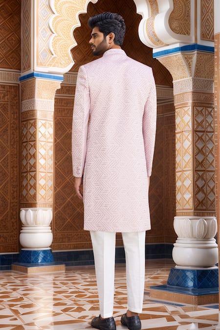 Arihant Rai Sinha Zigzag Embroidered Layered Sherwani Set 