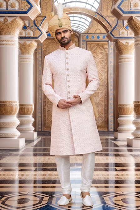 Aryavir Malhotra Ditsy Blossom Embroidered Sherwani & Churidar 