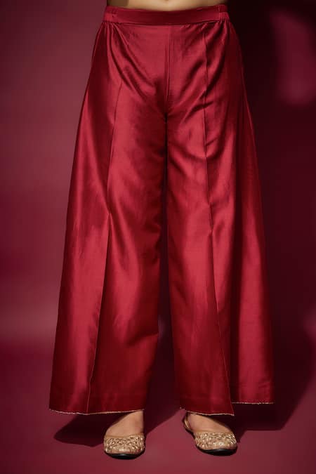 Buy The Aarya Red Organza, Handloom Cotton Sequins, Zari, Floral Kurta Palazzo Set Online at Aza Fashions Buy_The Aarya_Red Organza, Handloom Cotton Sequins, Zari, Floral Kurta Palazzo Set _Online_at_Aza_Fashions