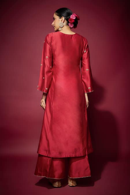 The Aarya Floral Zari Embroidered Kurta Palazzo Set