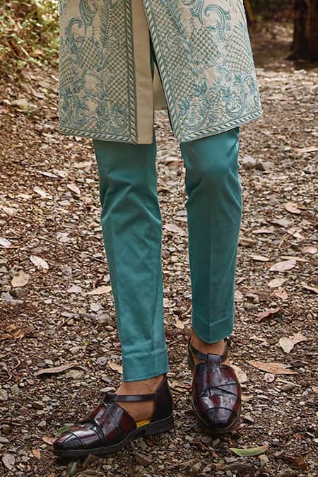 Varun Chakkilam Cream Twill, Silk, Lycra Embroidery French Bloom Sherwani And Pant Online at Aza Fashions Varun Chakkilam_Cream Twill, Silk, Lycra Embroidery French Bloom Sherwani And Pant _Online_at_Aza_Fashions