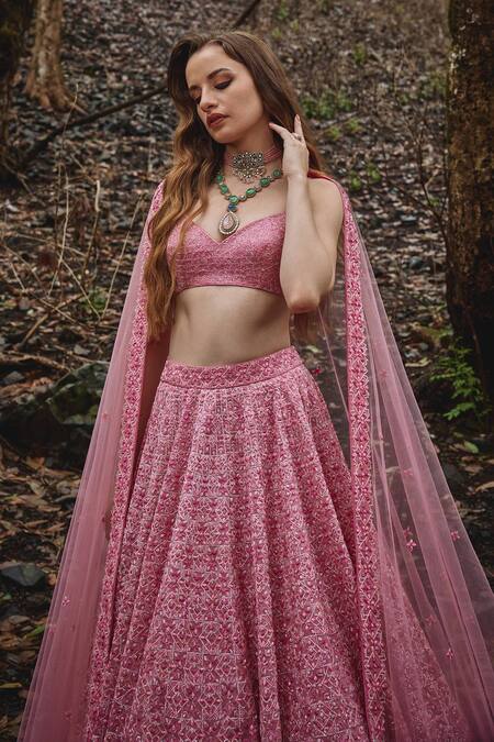 Buy Varun Chakkilam Pink Organza, Net Beads, Cut Work Sweetheart Orchid Embroidered Lehenga Set Online at Aza Fashions Buy_Varun Chakkilam_Pink Organza, Net Beads, Cut Work Sweetheart Orchid Embroidered Lehenga Set _Online_at_Aza_Fashions