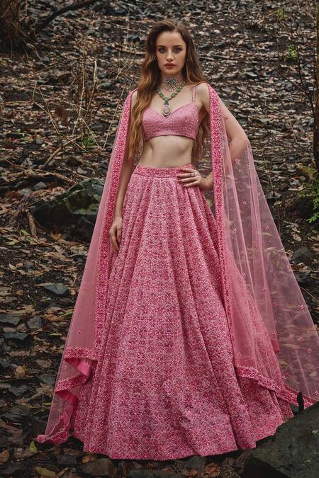 Varun Chakkilam Pink Organza, Net Beads, Cut Work Sweetheart Orchid Embroidered Lehenga Set at Aza Fashions Varun Chakkilam_Pink Organza, Net Beads, Cut Work Sweetheart Orchid Embroidered Lehenga Set _at_Aza_Fashions
