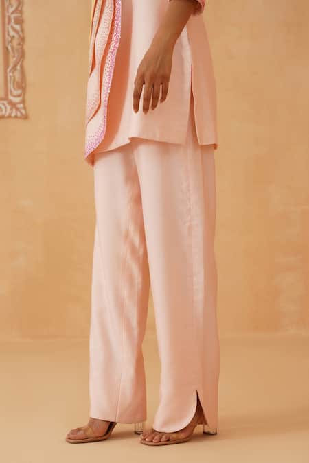 Rishika Singh_Pink Cotton, Silk Sequins V-neck Embroidered Kurta Pant Set _at_Aza_Fashions