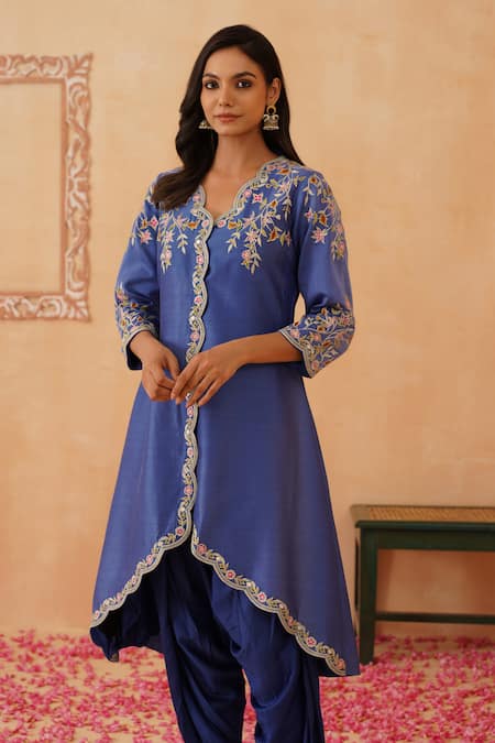 Rishika Singh Phool Embroidered Kurta Set With Tulip Pant 