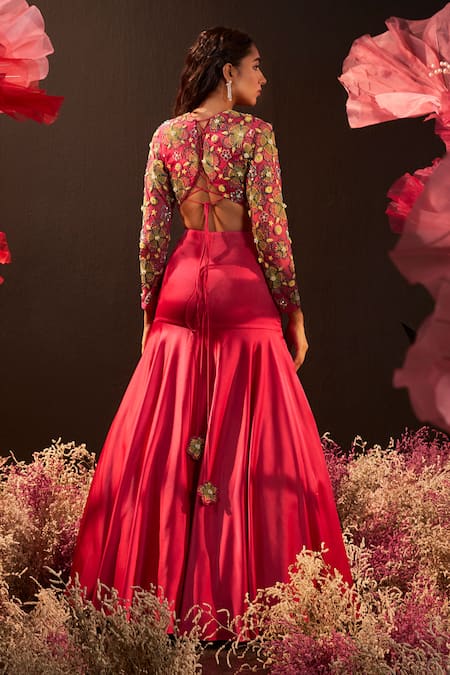 Rishika Singh Beaded Bloom Embroidered Blouse & Mermaid Lehenga 