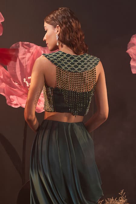 Rishika Singh Embroidered Blouse & Draped Skirt Set 