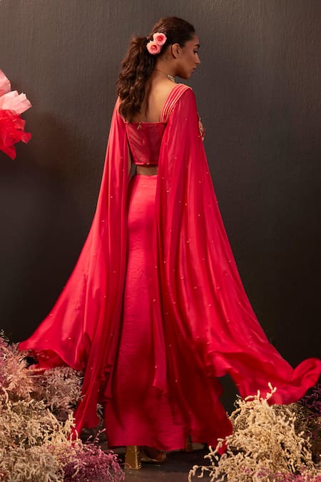 Rishika Singh 3D Embroidered Corset Blouse & Draped Skirt 