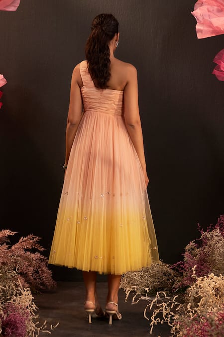 Rishika Singh Ombre 3D Peacock Bloom Dress 