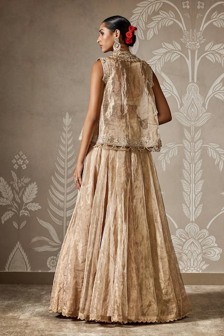 Ridhi Mehra Gold Bloom Embroidered Jacket & Lehenga Set 