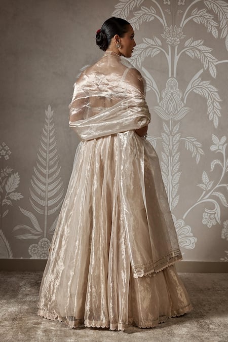 Ridhi Mehra Gold Tissue Embroidered Lehenga Set 