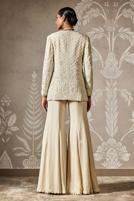 Ridhi Mehra Ivory Pearl Bloom Embroidered Jacket & Pants 