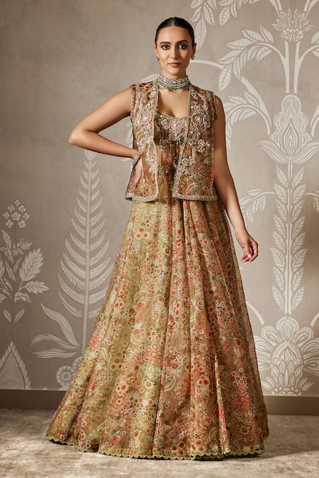 Ridhi Mehra Blossom Print Jacket & Lehenga Set 