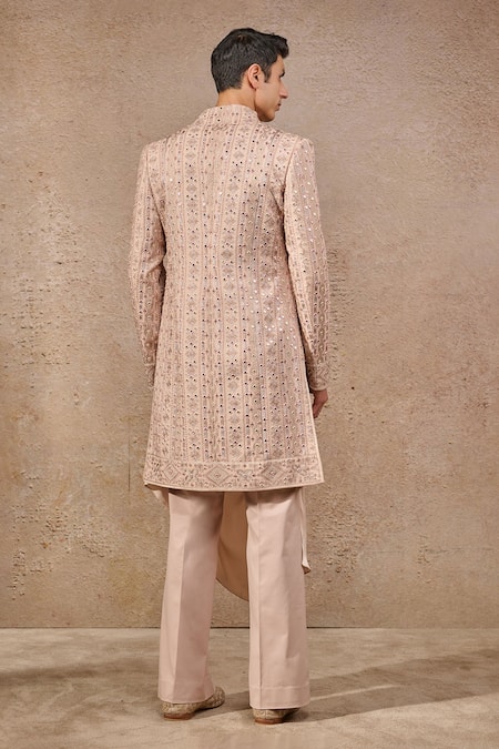 Tarun Tahiliani Geometric Mirror Embroidered Sherwani Set 