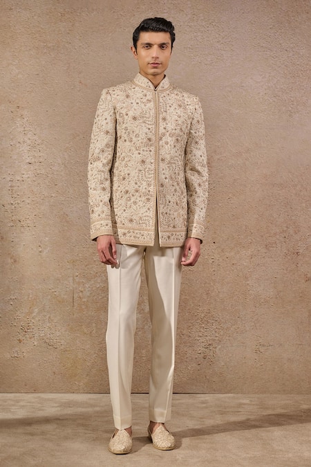 Tarun Tahiliani Floral Hand Embroidered Bandhgala Set 