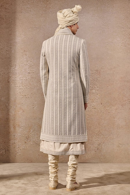 Tarun Tahiliani Geometric Dori Embroidered Sherwani Set 