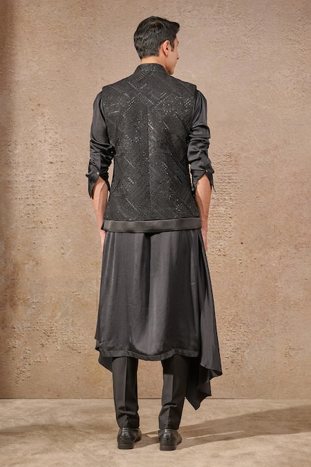 Tarun Tahiliani Resham & Sequin Embroidered Waistcoat Set 