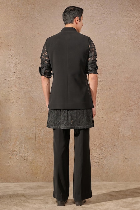 Tarun Tahiliani Bloom Patchwork Waistcoat Kurta Set 
