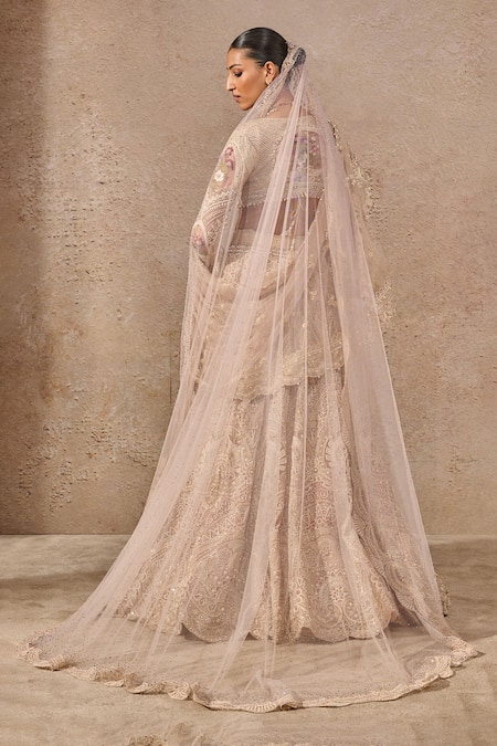 Tarun Tahiliani Embroidered Bridal Lehenga Set with Veil 
