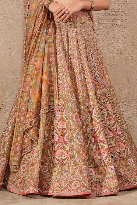 Tarun Tahiliani Multi Color Silk Crystals, Pearls, Sequins, Embroidered Aari Bridal Lehenga Set at Aza Fashions Tarun Tahiliani_Multi Color Silk Crystals, Pearls, Sequins, Embroidered Aari Bridal Lehenga Set _at_Aza_Fashions