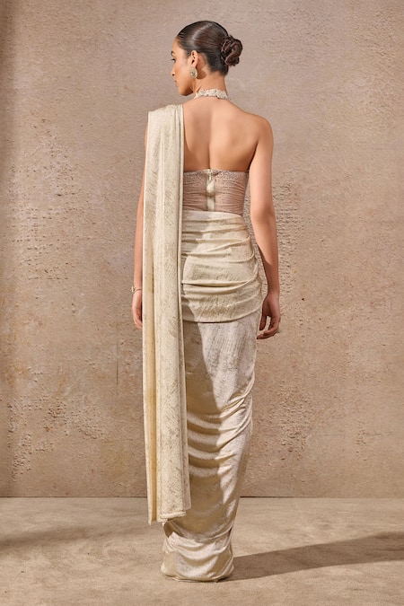 Tarun Tahiliani Embellished Bodysuit & Draped Concept Saree 