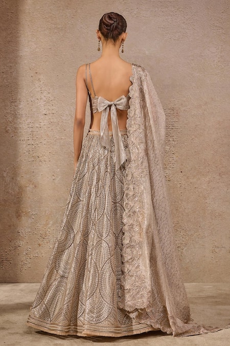 Tarun Tahiliani Sequin Embroidered Ivory Lehenga Set 