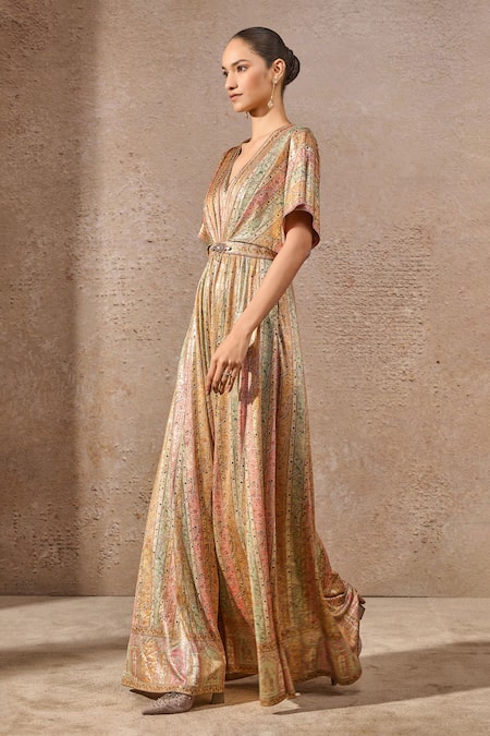 Tarun Tahiliani Multicolor Embellished Stripe Jumpsuit 