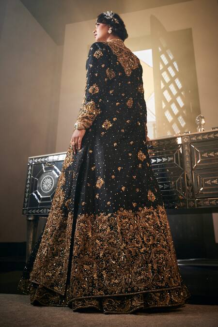 Amit GT Zardozi Embroidered Longline Jacket Lehenga Set 