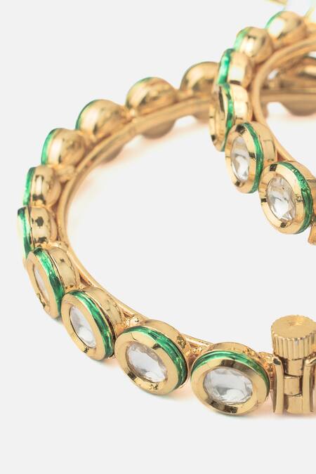 Vivinia By Vidhi Mehra Gold Plated Piping, Stones Polki And Kundan Bangles Set Online at Aza Fashions Vivinia By Vidhi Mehra_Gold Plated Piping, Stones Polki And Kundan Bangles Set _Online_at_Aza_Fashions