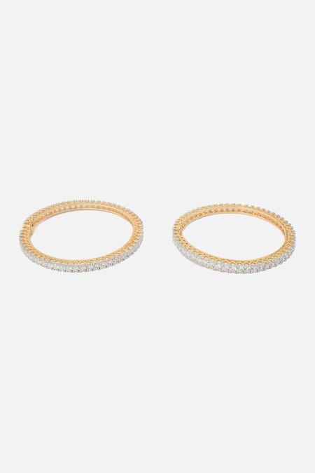 Shop Vivinia By Vidhi Mehra Gold Plated Crystals And White Cubic Zirconia Bangles Set at Aza Fashions Shop_Vivinia By Vidhi Mehra_Gold Plated Crystals And White Cubic Zirconia Bangles Set _at_Aza_Fashions