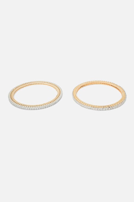 Shop Vivinia By Vidhi Mehra Gold Plated Crystals Cubic Zirconia Bangles Set at Aza Fashions Shop_Vivinia By Vidhi Mehra_Gold Plated Crystals Cubic Zirconia Bangles Set _at_Aza_Fashions