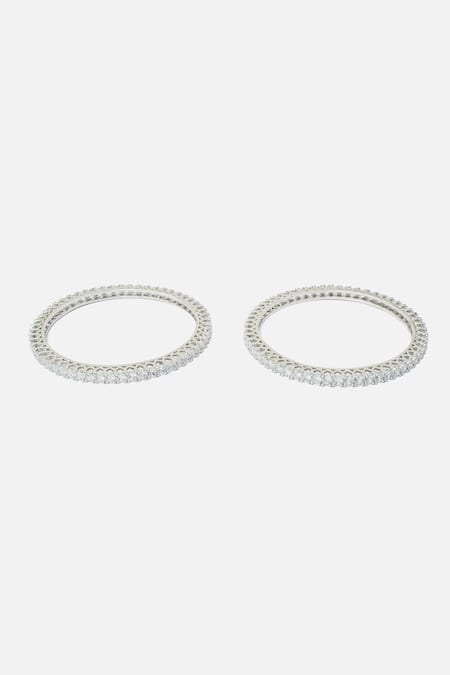 Shop Vivinia By Vidhi Mehra Silver Plated Crystals Cubic Zirconia Embellished Bangles Set at Aza Fashions Shop_Vivinia By Vidhi Mehra_Silver Plated Crystals Cubic Zirconia Embellished Bangles Set _at_Aza_Fashions