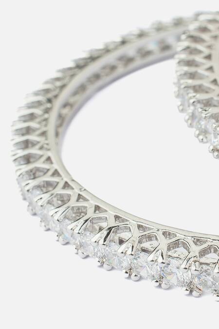 Vivinia By Vidhi Mehra Silver Plated Crystals Cubic Zirconia Embellished Bangles Set Online at Aza Fashions Vivinia By Vidhi Mehra_Silver Plated Crystals Cubic Zirconia Embellished Bangles Set _Online_at_Aza_Fashions