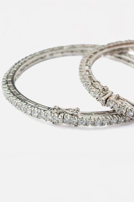 Vivinia By Vidhi Mehra Silver Plated Zari Designer Zircon Stone Bangles Set Online at Aza Fashions Vivinia By Vidhi Mehra_Silver Plated Zari Designer Zircon Stone Bangles Set _Online_at_Aza_Fashions