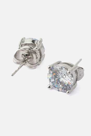 Vivinia By Vidhi Mehra Silver Plated Crystals Cubic Zirconia Stud Earrings Online at Aza Fashions Vivinia By Vidhi Mehra_Silver Plated Crystals Cubic Zirconia Stud Earrings _Online_at_Aza_Fashions