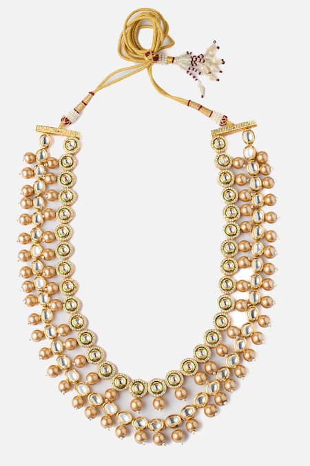 Vivinia By Vidhi Mehra Kundan & Polki Long Layered Necklace 
