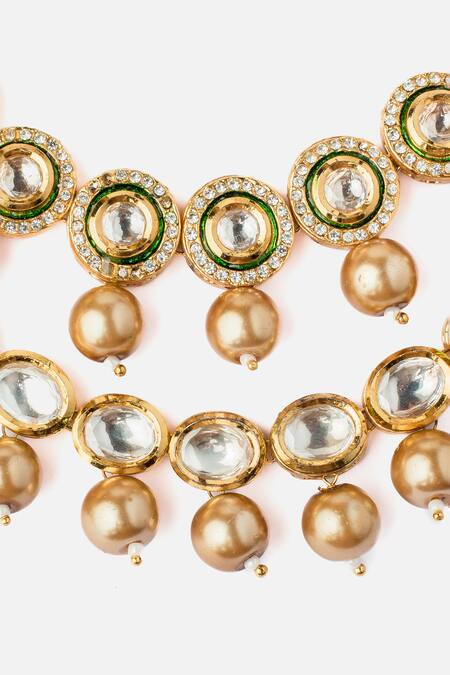 Buy_Vivinia By Vidhi Mehra_Gold Plated Kundan And Polki Long Layered Necklace _Online_at_Aza_Fashions